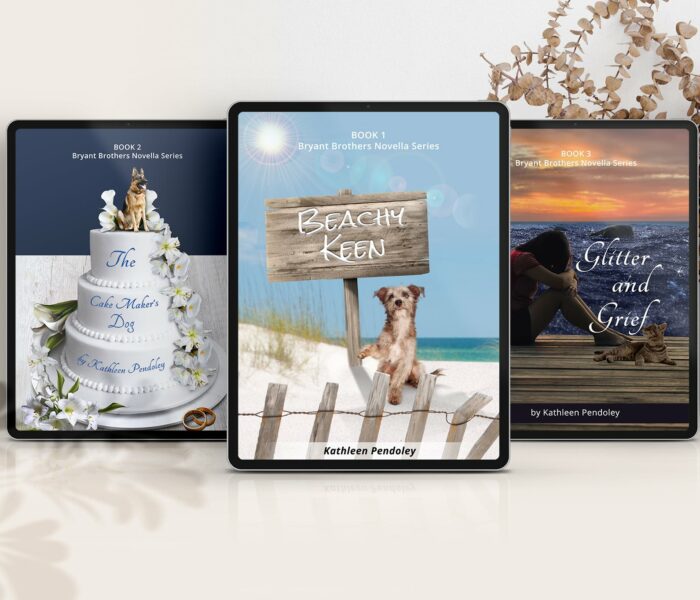 three novella ebooks in series with beach, cake, dock