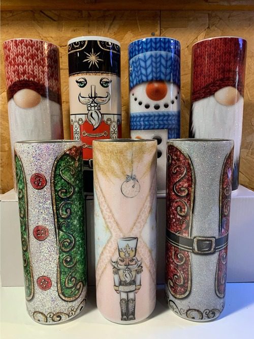 Christmas themed epoxy sealed tumblers