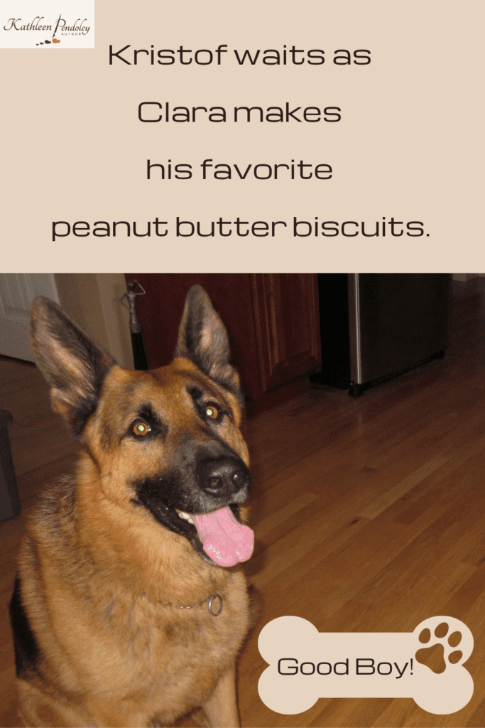 Kristof waits on Clara as she makes his favorite peanut butter biscuits.