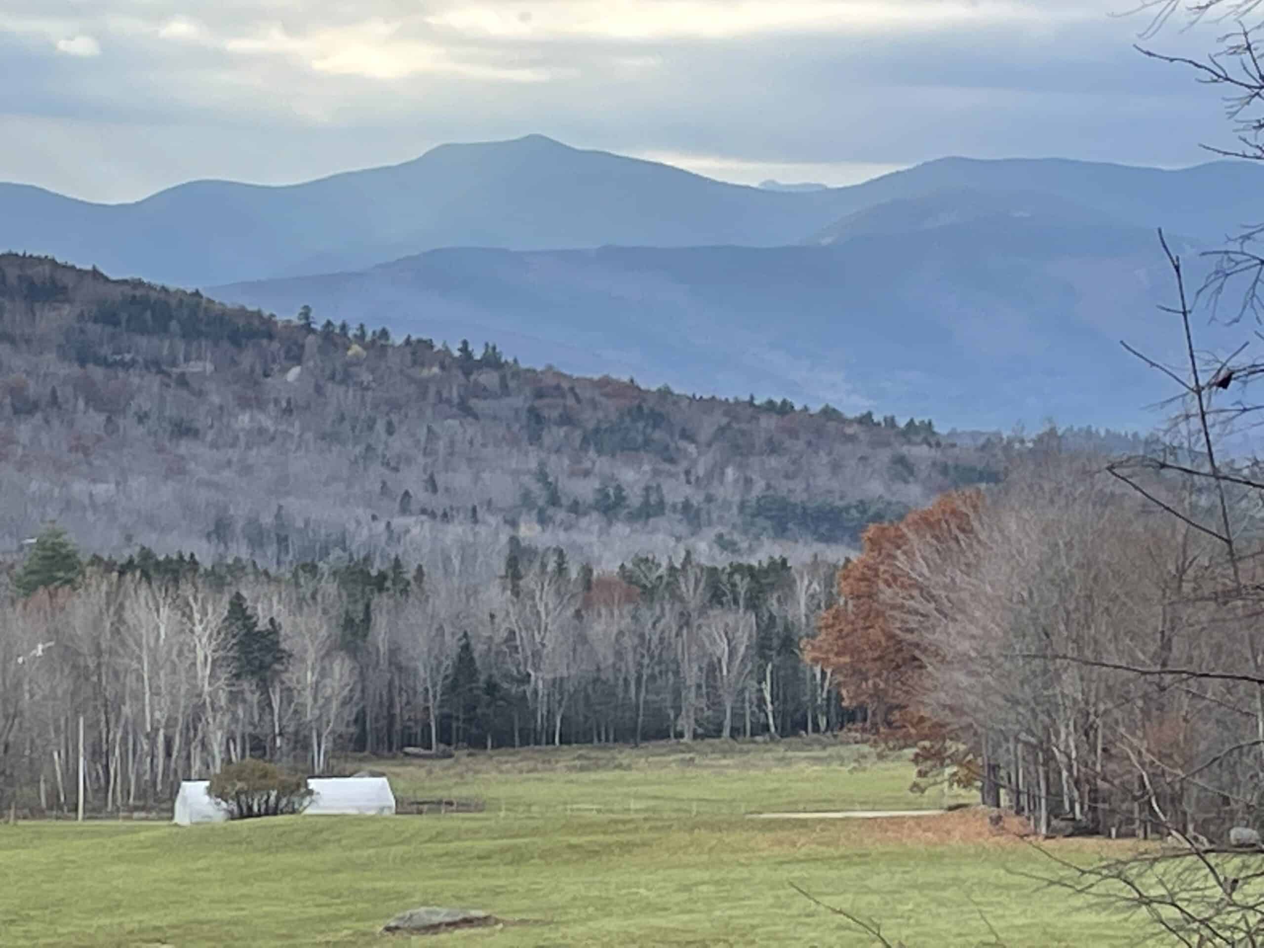 mountain with outbuildings